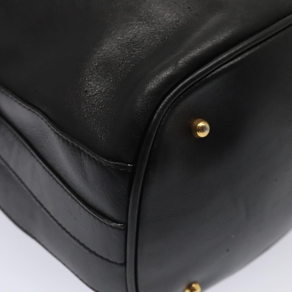 GUCCI Bamboo Hand Bag Leather 2way Black Gold 001 2865 1657  ac3240