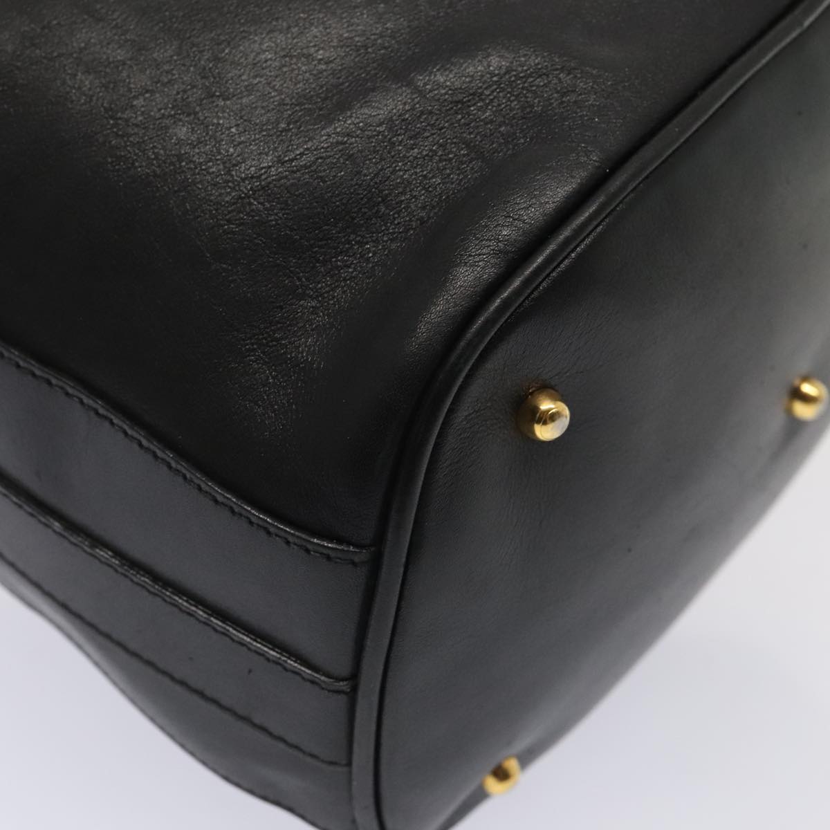 GUCCI Bamboo Hand Bag Leather 2way Black Gold 001 2865 1657  ac3240