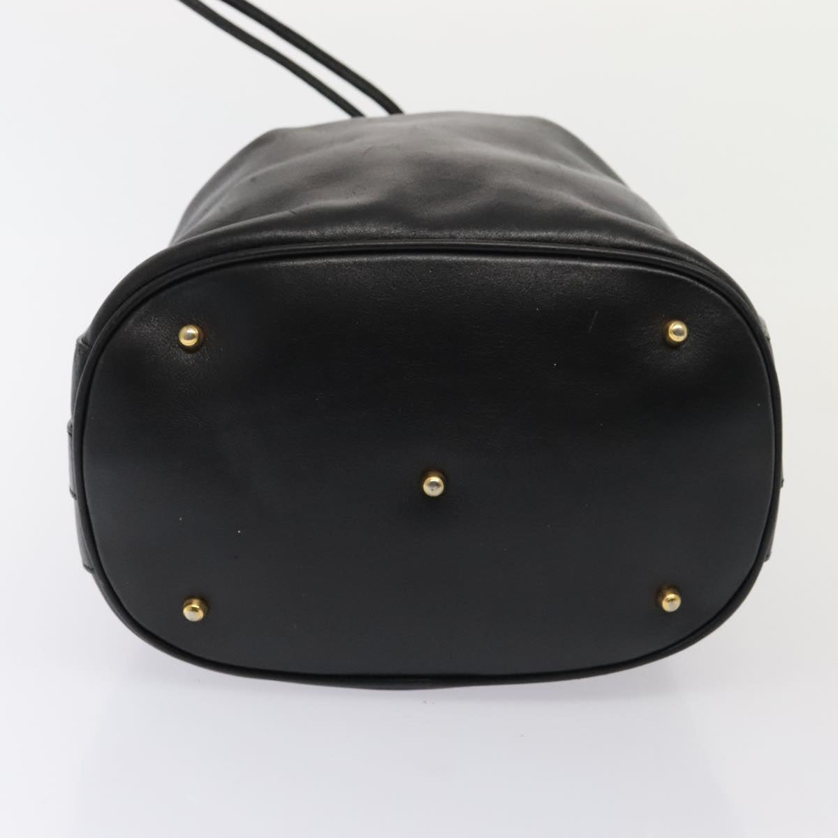 GUCCI Bamboo Hand Bag Leather 2way Black Gold 001 2865 1657  ac3240