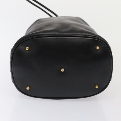 GUCCI Bamboo Hand Bag Leather 2way Black Gold 001 2865 1657  ac3240