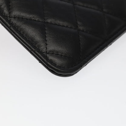 CHANEL Long Wallet Lamb Skin Black CC ac3422A
