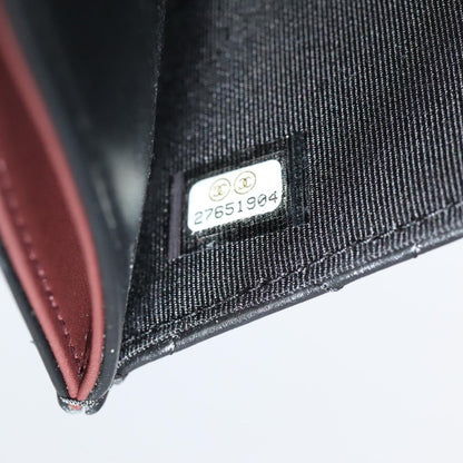 CHANEL Long Wallet Lamb Skin Black CC ac3422A