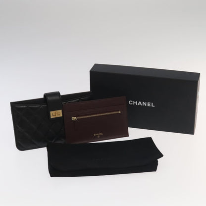 CHANEL Long Wallet Lamb Skin Black CC ac3422A