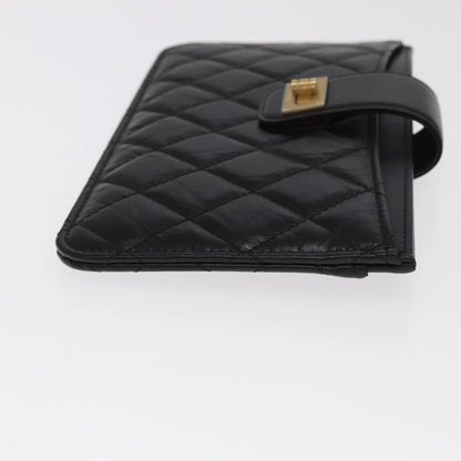 CHANEL Long Wallet Lamb Skin Black CC ac3422A