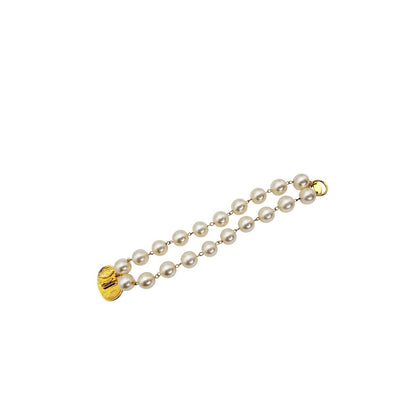 Chanel Vintage Crown Coco Mark Faux Pearl Bracelet