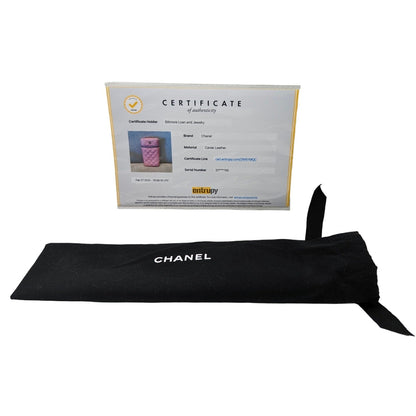 Chanel Rose Quilted Caviar Vanity O-Phone Holder With Chain