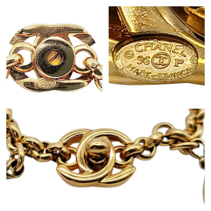 Chanel Vintage Gold-tone & Pink Gripoix 96P Charm Bracelet