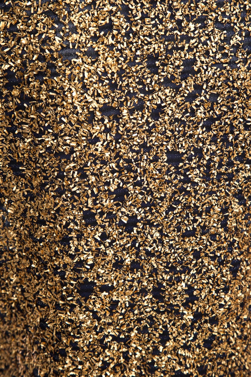 Chanel Navy & Gold Flake Sparkle Blouse SZ 40