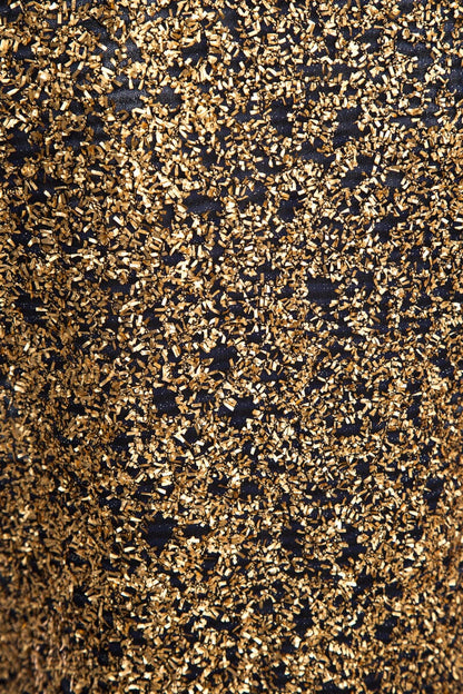 Chanel Navy & Gold Flake Sparkle Blouse SZ 40