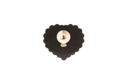 Chanel Coco Chanel  Red & Black Enamel Heart Pin