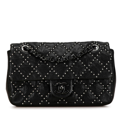 Chanel Mini Matelasse Studs Chain Shoulder Bag Black