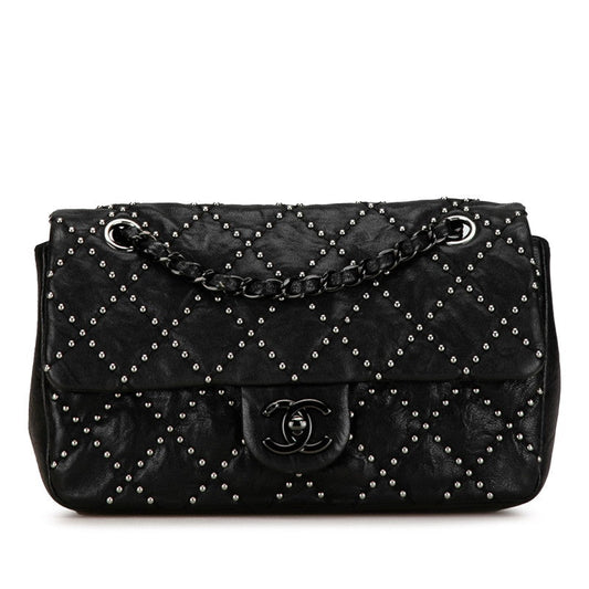 Chanel Mini Matelasse Studs Chain Shoulder Bag Black
