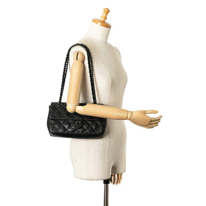 Chanel Mini Matelasse Studs Chain Shoulder Bag Black