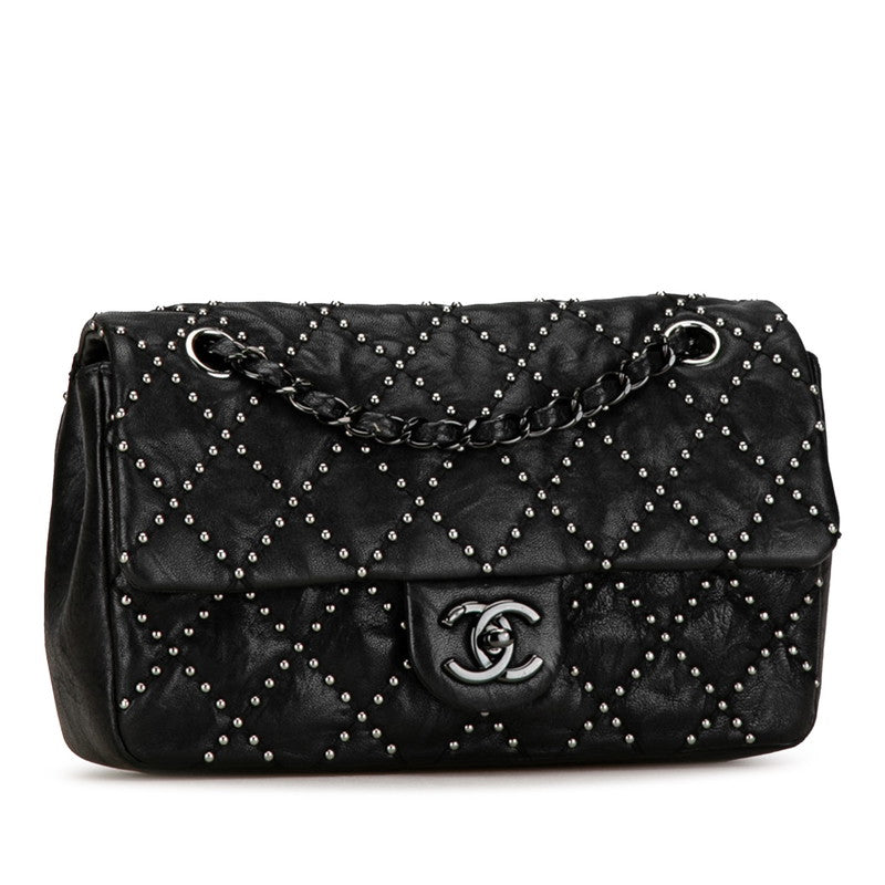 Chanel Mini Matelasse Studs Chain Shoulder Bag Black