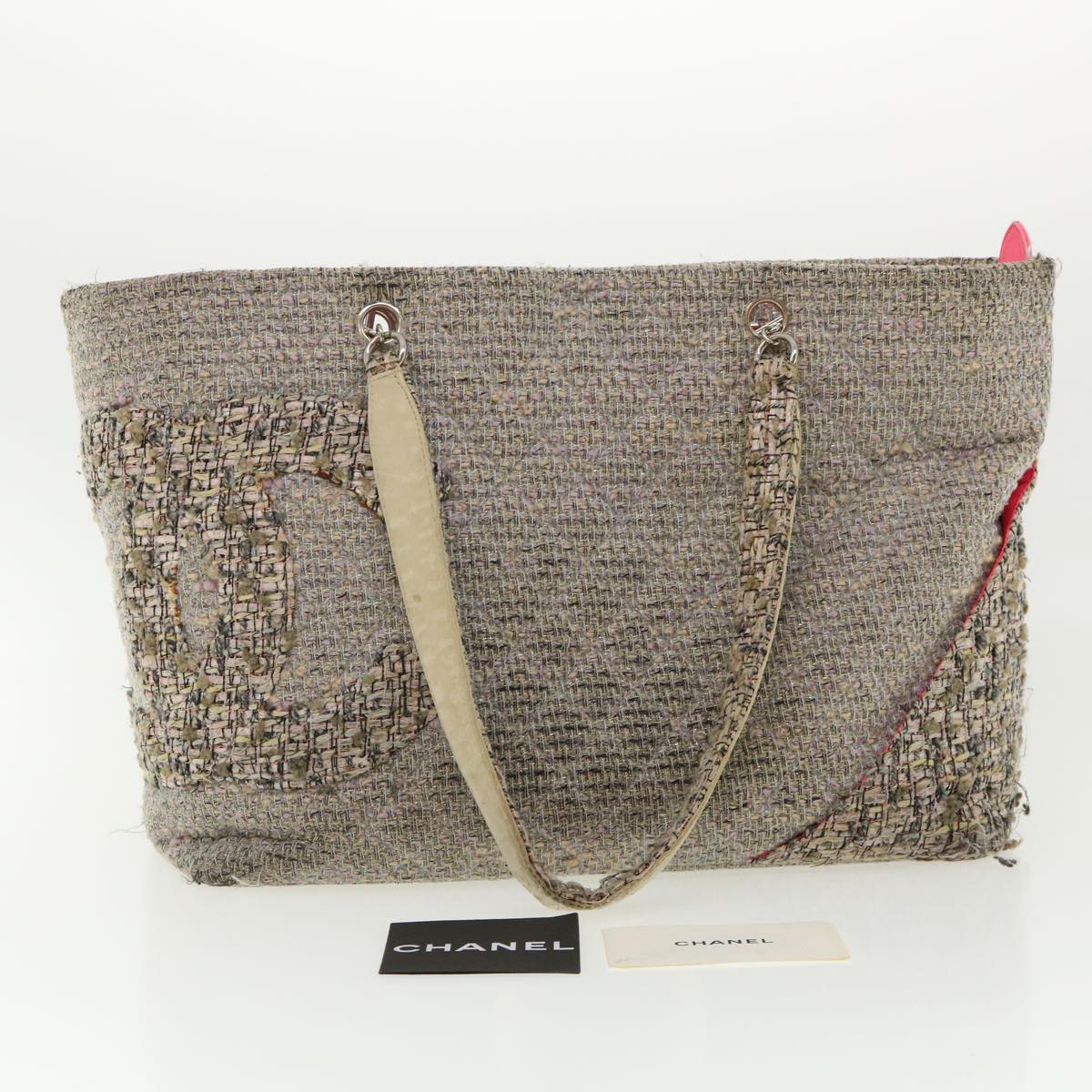 CHANEL Cambon Line Tote Bag Pink Gray CC am3204