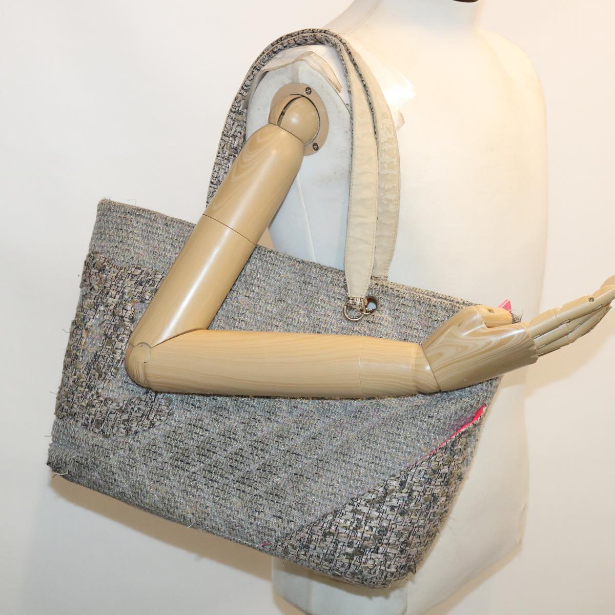 CHANEL Cambon Line Tote Bag Pink Gray CC am3204
