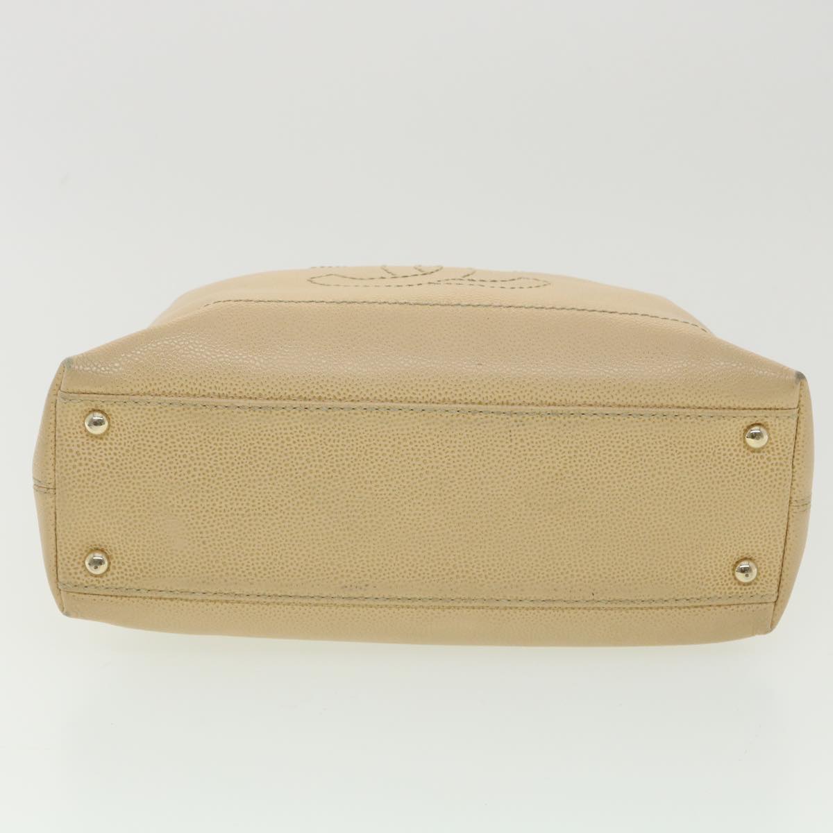CHANEL Shoulder Bag Caviar Skin Beige CC am3924