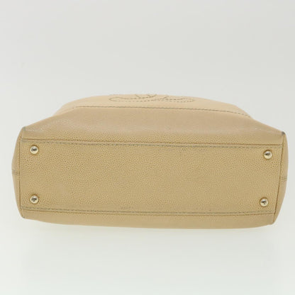 CHANEL Shoulder Bag Caviar Skin Beige CC am3924