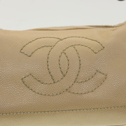 CHANEL Shoulder Bag Caviar Skin Beige CC am3924
