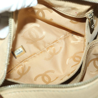 CHANEL Shoulder Bag Caviar Skin Beige CC am3924