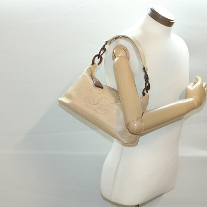CHANEL Shoulder Bag Caviar Skin Beige CC am3924