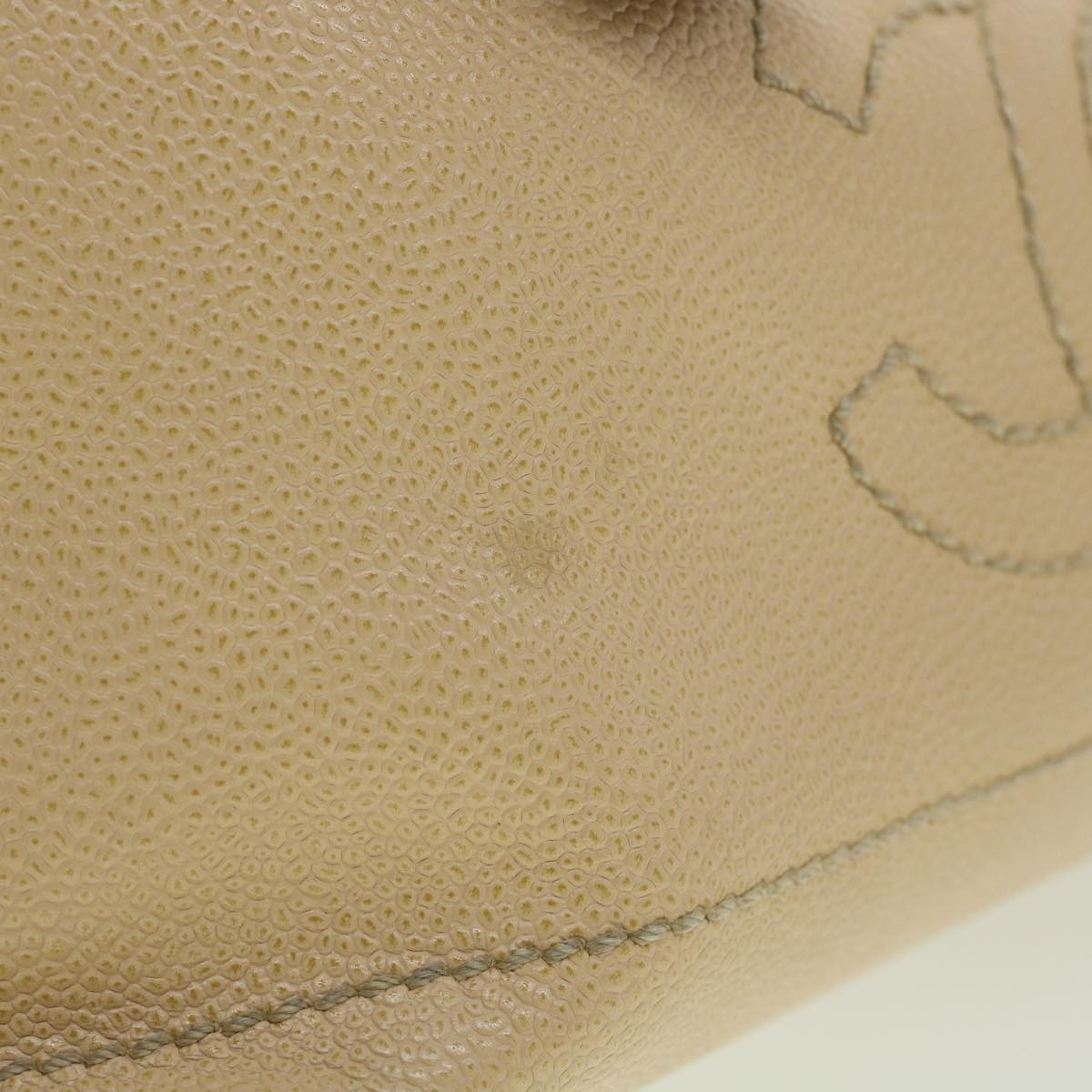 CHANEL Shoulder Bag Caviar Skin Beige CC am3924