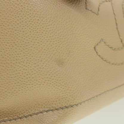 CHANEL Shoulder Bag Caviar Skin Beige CC am3924