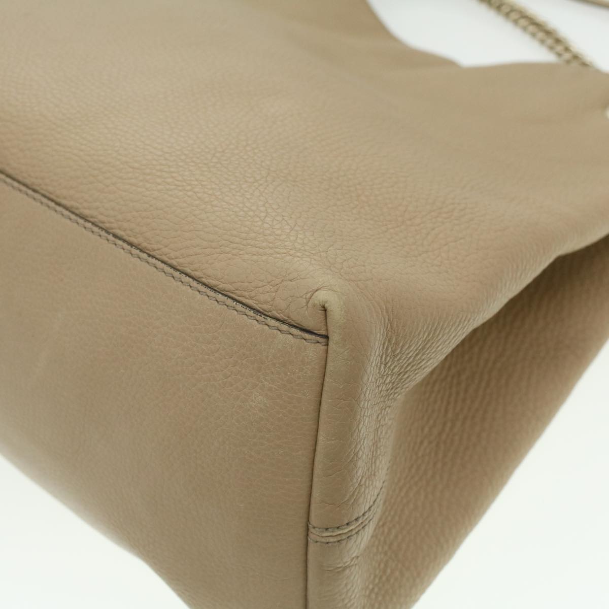 GUCCI Chain Soho Shoulder Bag Leather Beige