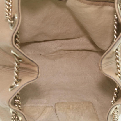 GUCCI Chain Soho Shoulder Bag Leather Beige