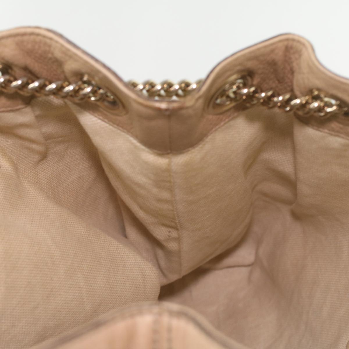 GUCCI Chain Soho Shoulder Bag Leather Beige