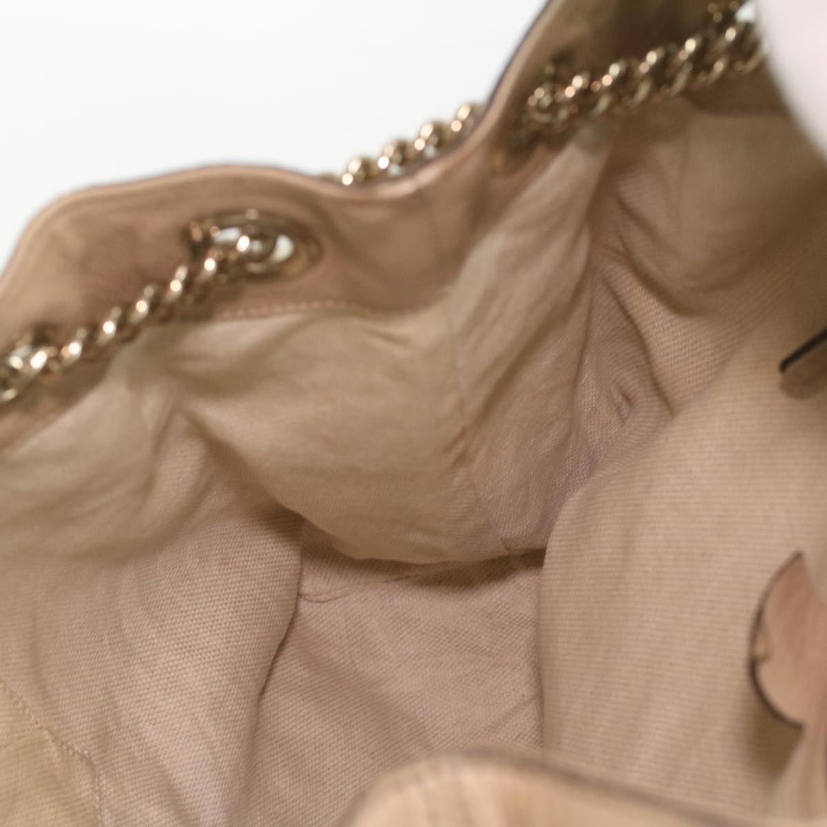 GUCCI Chain Soho Shoulder Bag Leather Beige
