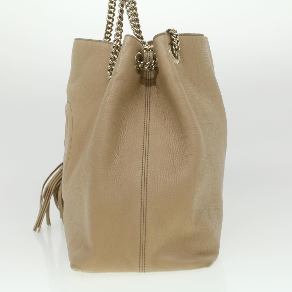 GUCCI Chain Soho Shoulder Bag Leather Beige