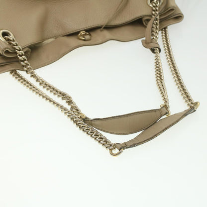 GUCCI Chain Soho Shoulder Bag Leather Beige