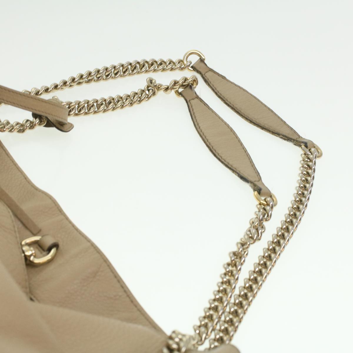 GUCCI Chain Soho Shoulder Bag Leather Beige