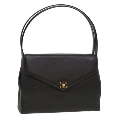 CHANEL Shoulder Bag Caviar Skin Black CC am4067