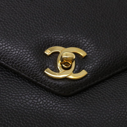 CHANEL Shoulder Bag Caviar Skin Black CC am4067