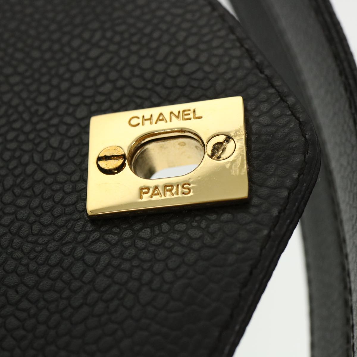 CHANEL Shoulder Bag Caviar Skin Black CC am4067