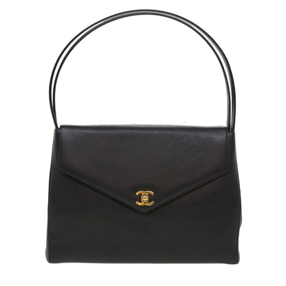CHANEL Shoulder Bag Caviar Skin Black CC am4067