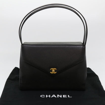 CHANEL Shoulder Bag Caviar Skin Black CC am4067