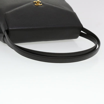 CHANEL Shoulder Bag Caviar Skin Black CC am4067