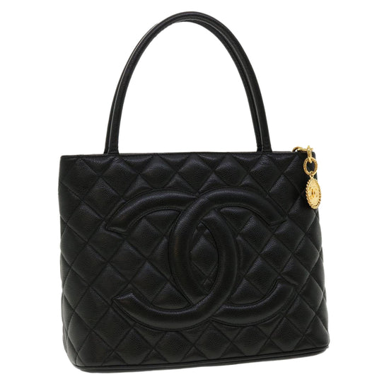 CHANEL Tote Bag Caviar Skin Black CC am4270A