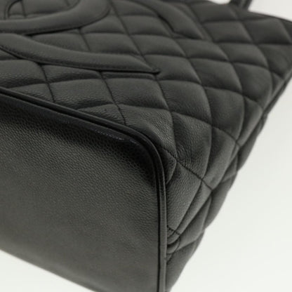 CHANEL Tote Bag Caviar Skin Black CC am4270A