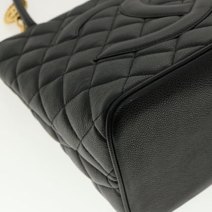 CHANEL Tote Bag Caviar Skin Black CC am4270A