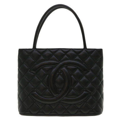 CHANEL Tote Bag Caviar Skin Black CC am4270A
