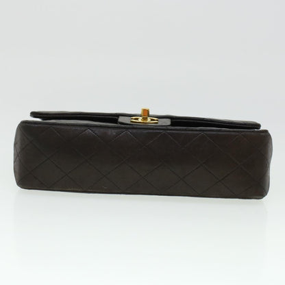 CHANEL Matelasse Turn Lock Chain Shoulder Bag Lamb Skin Black CC am4540