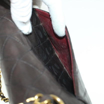 CHANEL Matelasse Turn Lock Chain Shoulder Bag Lamb Skin Black CC am4540