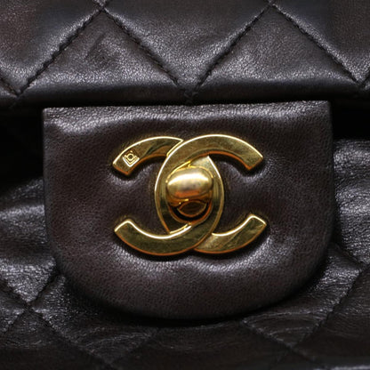 CHANEL Matelasse Turn Lock Chain Shoulder Bag Lamb Skin Black CC am4540