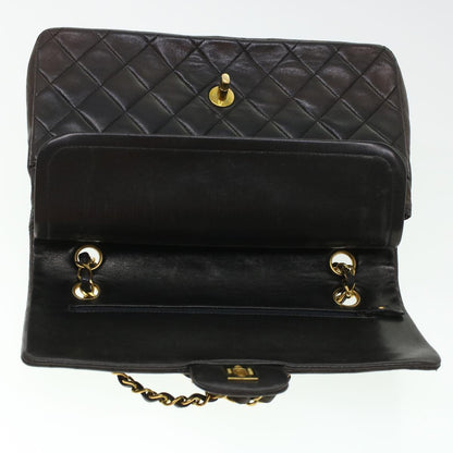 CHANEL Matelasse Turn Lock Chain Shoulder Bag Lamb Skin Black CC am4540