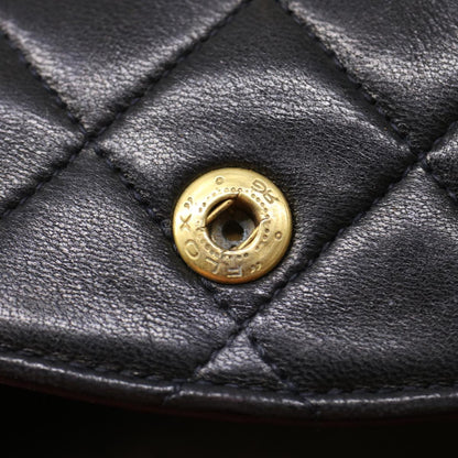 CHANEL Matelasse Turn Lock Chain Shoulder Bag Lamb Skin Black CC am4540