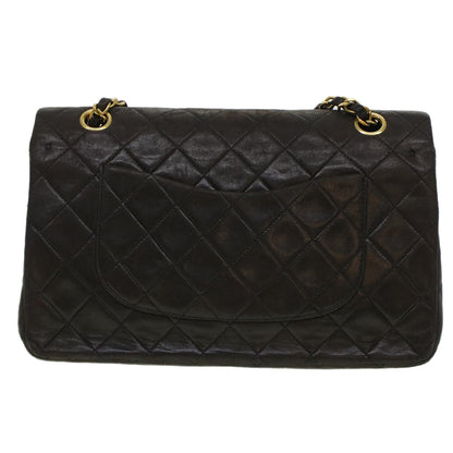 CHANEL Matelasse Turn Lock Chain Shoulder Bag Lamb Skin Black CC am4540